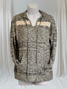 One World Pull Over Sweater Sz PL Kangaroo Pockets Hoodie Blue Long Sleeves - Picture 1 of 15