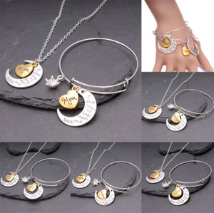 I Love You To The Moon & Back Collar Colgante y Pulsera Conjunto Familiar para Mujer - Imagen 1 de 14