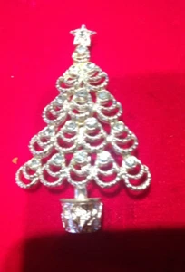 Bj Blue silver Christmas tree brooch - Picture 1 of 3