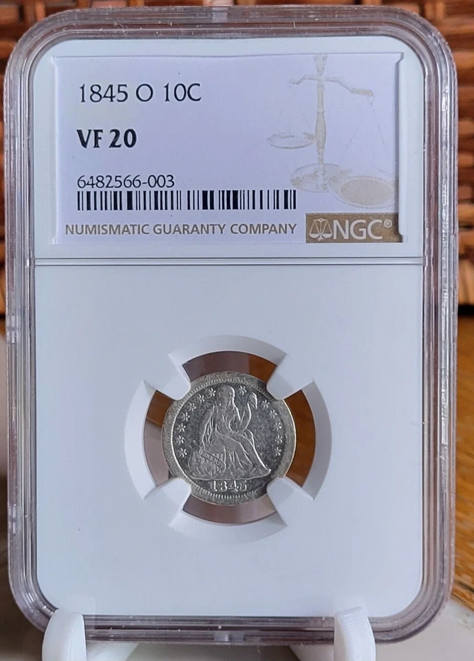 1845-O ~ Rare Date ~ Liberty Seated Dime 10c ~ NGC VF20 - Image 1 of 1