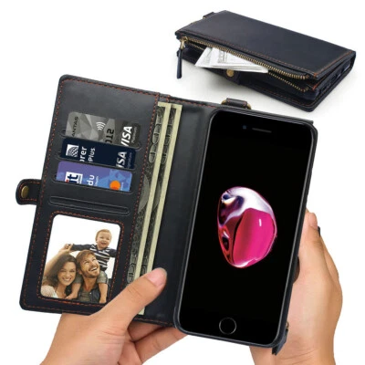 Ударопрочный/царапающийся кожаный карманный чехол на молнии с застежкой для 2020 iPhone SE 2-й - Изображение 1 из 4