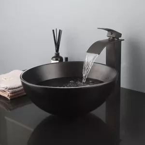 Bathroom Ceramic Round Vessel Sink Deck Mounted Washing Bowl Faucet Mixer Drain - Picture 1 of 7