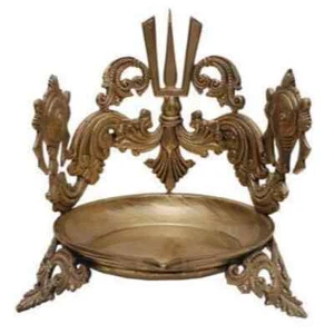 Brass Diya Vishnu Shankh Chakra Namah Symbol Figure Home Decor 7*7*9 inch - Picture 1 of 2