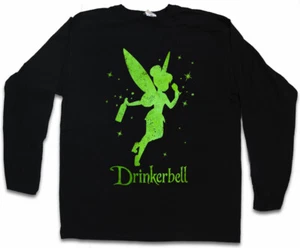 Drinkerbell Herren Langarm T-Shirt Fun Alcohol Drunk wasted Party drunken - Picture 1 of 1