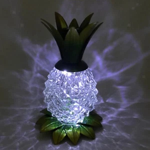 Solar Pineapple Jar Light LED Glass Solar Table Lamp Outdoor Lantern White - Picture 1 of 11