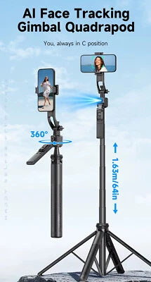 Face Tracking Tripod 360 Rotating iPhone Camera Stand Selfie Stick w/Remote - Image 1 of 4