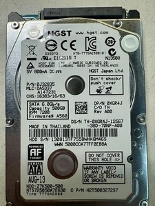 DELL XGR4J HTS725050A7E630 H2T5003272S7 500GB 7.2K RPM 6Gb/s SATA ATA 2.5"HDD - Picture 1 of 7