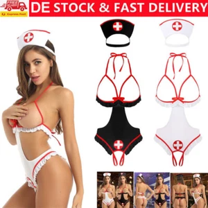 Damen Sexy Krankenschwester Kostüm Dessous-Set Babydolls Pflegeuniformen Uniform - Bild 1 von 20