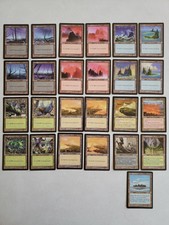 MTG Urza's Saga Land Lot 25 Card Complete Set Mountain Plain Island Forest Swamp