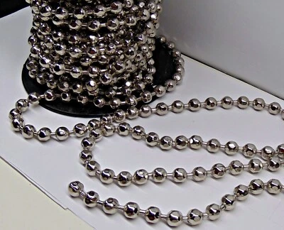 CADENA DE CUENTAS BOLA 12mm ACERO Facetada Vendida por el pie 1/2" Cuenta #30 + Conector Foto 1 de 4
