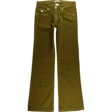 Denim Of Virtue Olive Green Flare Jeans Women's 29 Flap Pockets Stretch B872