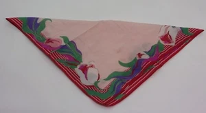 Womens Handkerchief Doily Red Pink Floral   - Picture 1 of 4