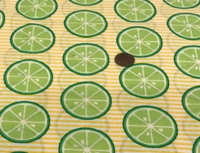 Green Sliced Limes on Yellow & White Stripes * Waverly * 100% Cotton * 8" x 21" - Image 1 of 4