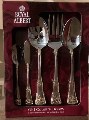 Royal Albert OLD COUNTRY ROSES 5 peças conjunto de servir 18/10 talheres não usados porcelana - Imagem 1 de 4