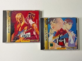 Sega Saturn Street Fighter Zero 1 2 Set w/Spine Lot SS Fighting Game Japan