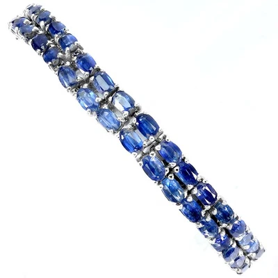 925 Sterling Silver Bracelet Oval Kyanite 5x4mm Natural Gemstone Jewelry 7.5in - Image 1 of 4