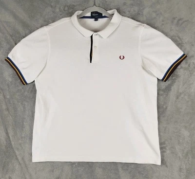 Camiseta Polo Vintage Fred Perry Y2K Lujo Calce Ajustado Blanca Para Hombres Talla XL Clásica Foto 1 de 4