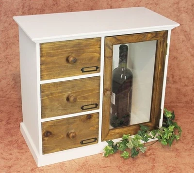 Schrank Minikommode 12019 Küchenschrank Regal 50 cm Shabby Küchenregal Vitrine - Bild 1 von 4