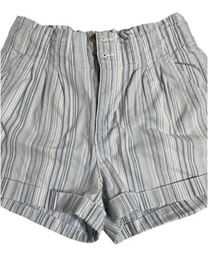 American Eagle Talla 6 Bolso Pantalones Cortos Cintura Alta Algodón Spandex Azul Blanco Bolsillos Foto 1 de 4