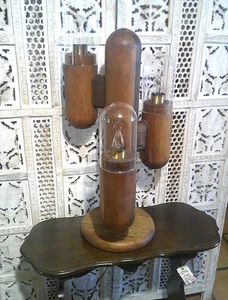 Vintage Mid-Century Modern Modeline Wooden Cactus Lamp W/Original Glass Domes - Picture 1 of 10