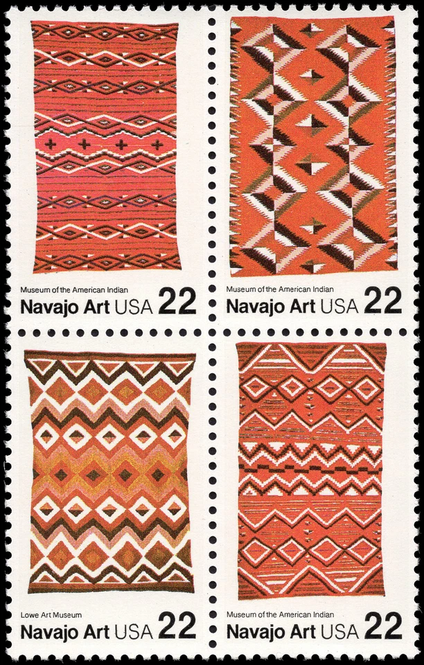US Scott # 2238b, Navajo Art, Block of (4) 1986 22¢ Stamps, MNH - Image 1 of 1