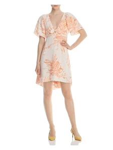 JOIE Womens Orange Printed Short Sleeve V Neck Knee Length Hi-Lo Dress 12 - Picture 1 of 6