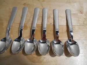 6 Oneida Edelstahl Moränenmuster 5 O'Clock Kaffeelöffel USA unbenutzt 8246 - Bild 1 von 4