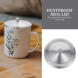 Cubiertas de taza con tapa de acero inoxidable de 5 piezas para tazas tazas oficina de viajes - Imagen 1 de 12