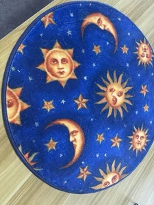 Whimsigoth Decor Celestial Round RUG Moon Suns Stars 90s Witch VTG Whimsical - Picture 1 of 4