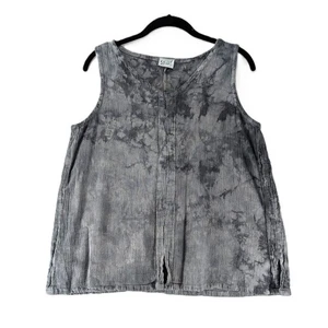 Oh My Gauze Top Womens Sz Small Medium Gray Lagenlook Gauze 100% Cotton Tie Dye - Picture 1 of 6