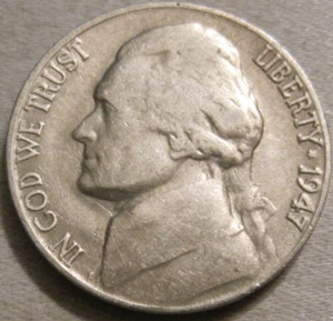 SELLING AS SHOWN - 1947 S JEFFERSON NICKEL ~ 166 - Picture 1 of 6