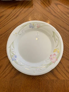 French Garden Fine Porcelein China Dinner Plate Made in Japan Blue Yellow & Pink - Picture 1 of 6