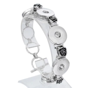 Bracciale a Scatto Donna Gioielli 18mm Bottone Fit Snap Braccialetto Argento Charms Us Metallo - Foto 1 di 24