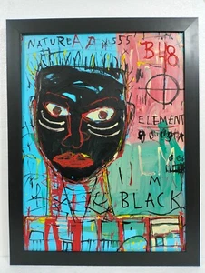 JEAN-MICHEL BASQUIAT ACRYLIC ON CANVAS DATED 1982 IN GOOD CONDITION WITH FRAME - Picture 1 of 9