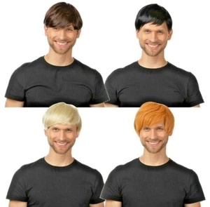 Mens Short Wig Fancy Dress Boy Band Costume 60s 70s 80s 90s Brown Ginger Blonde - Picture 1 of 8