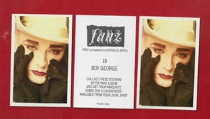BOY GEORGE Lot of 3 RARE 1988 U.K. "FANZ" Music Sticker Cards / KARMA  CHAMELEON - Picture 1 of 2