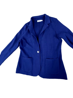 Blazer Vineyard Vines Mujer Mediano Azul Marino Botón Frontal Tejido Preppy Clásico Foto 1 de 4