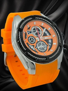 COOSSA ORIGINAL Mens Chronograph Watch 48MM Case Orange Silicone Band 30M WR - Picture 1 of 8