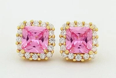 BRINCO DE SAFIRAS ROSA E BRANCO CRIADO EM LABORATÓRIO 2,54 cts prata 0,925 (tom amarelo) - Imagem 1 de 4