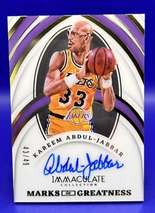 2021-22 Immaculate Marks Of Greatness Kareem Abdul-Jabbar Auto /49 ON CARD - Picture 1 of 6