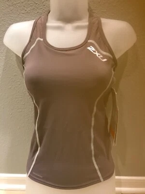2XU Mujer Comp Tri Singlet WT1594a Púrpura Gris Ceniza PEQUEÑO NUEVO Foto 1 de 2
