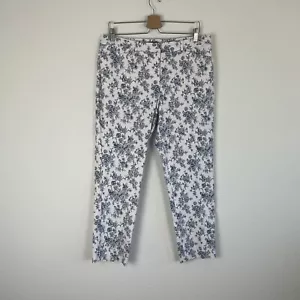 Mario Serrani Damen Hose Größe 12 Blau Weiß Blumenmuster Stretch Kurz Knöchel Slim Fit - Bild 1 von 12