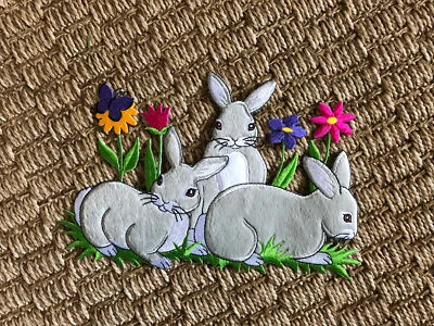 Bunny - Rabbit - Easter -Spring - Felt/ new Embroidered Iron On Patch Apron 9x6” - Image 1 of 3
