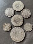 Old English Silver Coins Half Crown Florin Shilling Six Pence (S8)
