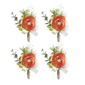 Men's Boutonniere Boutineer with Pin Wedding Boutonniere Bridegroom Groom But... - Picture 1 of 5