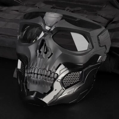 Máscara táctica de Airsoft calavera Halloween casco protector facial completo con gafas Foto 1 de 4