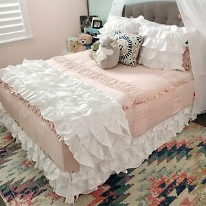 5 PC Ruffle Bed Runner Scarf Set 1000 TC Egyptian Cotton All UK Sizes & Colors