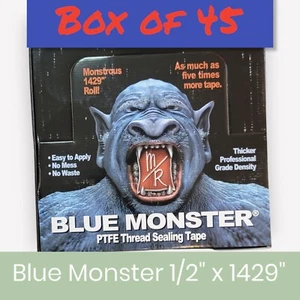 Blue Monster Tape - Blue PTFE Teflon Thread Tape 1/2" x 1429" - CASE OF 45 ROLLS - Picture 1 of 13