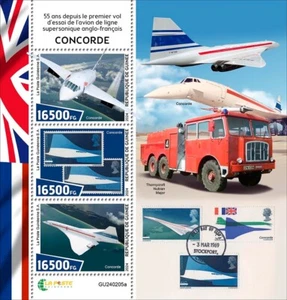 Supersonic Airliner Concorde Test Flight 55 Years MNH Stamps 2024 Guinea M/S - Picture 1 of 1