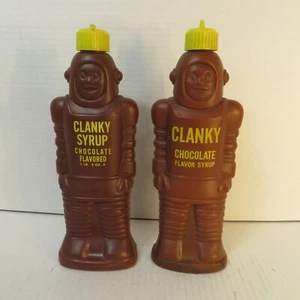 CLANKY CHOCOLATE SYRUP SPACEMAN PLASTIC BOTTLES (2) 1963 & 1964 - NICE NICE - Bild 1 von 8